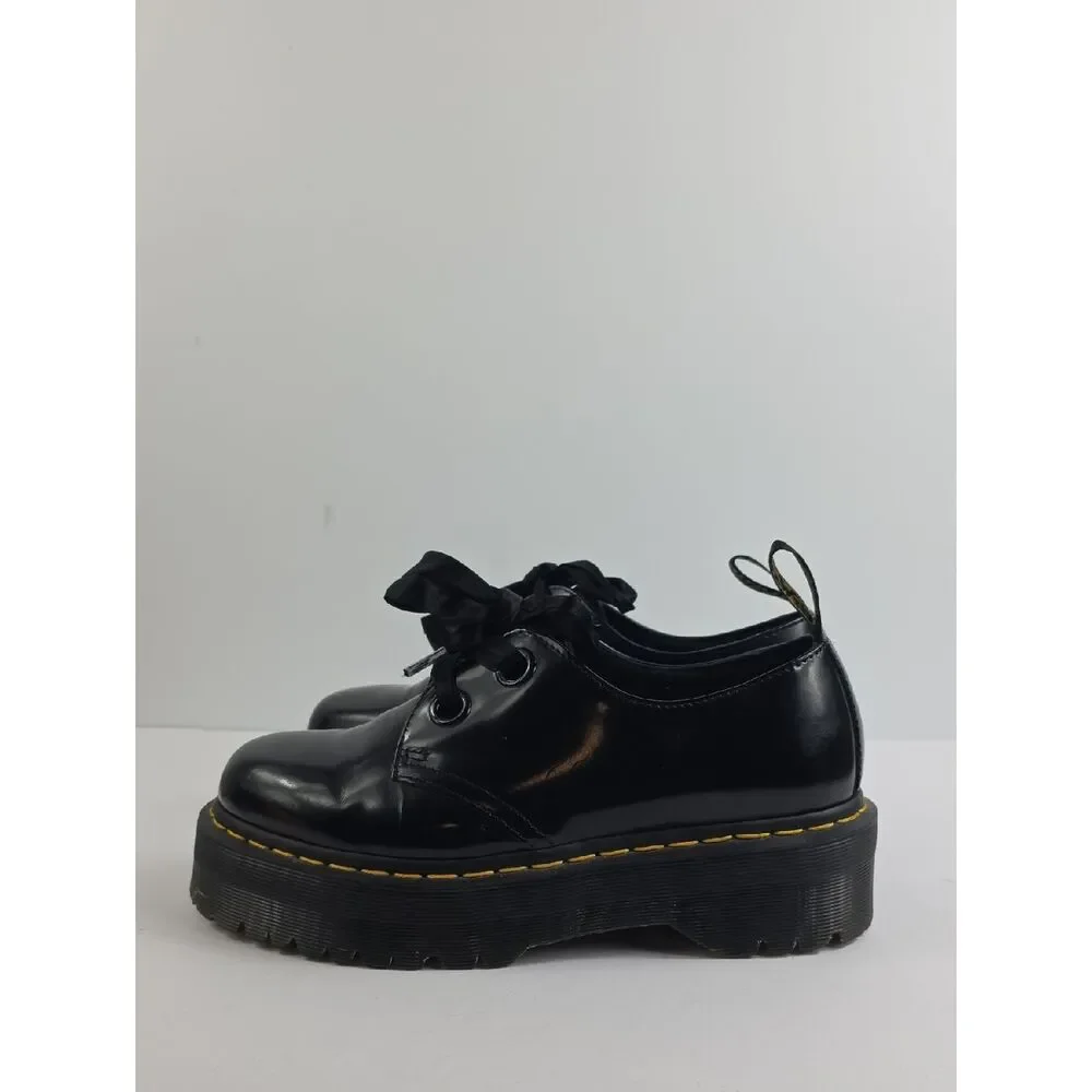 Dr. Martens Holly Black Patent Leather  Platform Women's Shoes Size 9